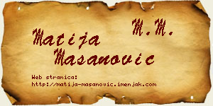 Matija Mašanović vizit kartica